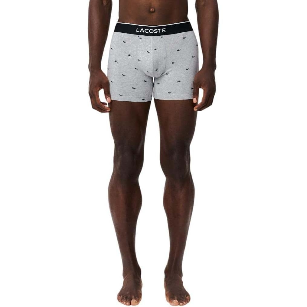 Quần Boxer Lacoste Chính hãng - 3-Pack Cotton Boxer Briefs - Màu Xám/Navy/Đỏ | JapanSport 6H1294-51-W3T