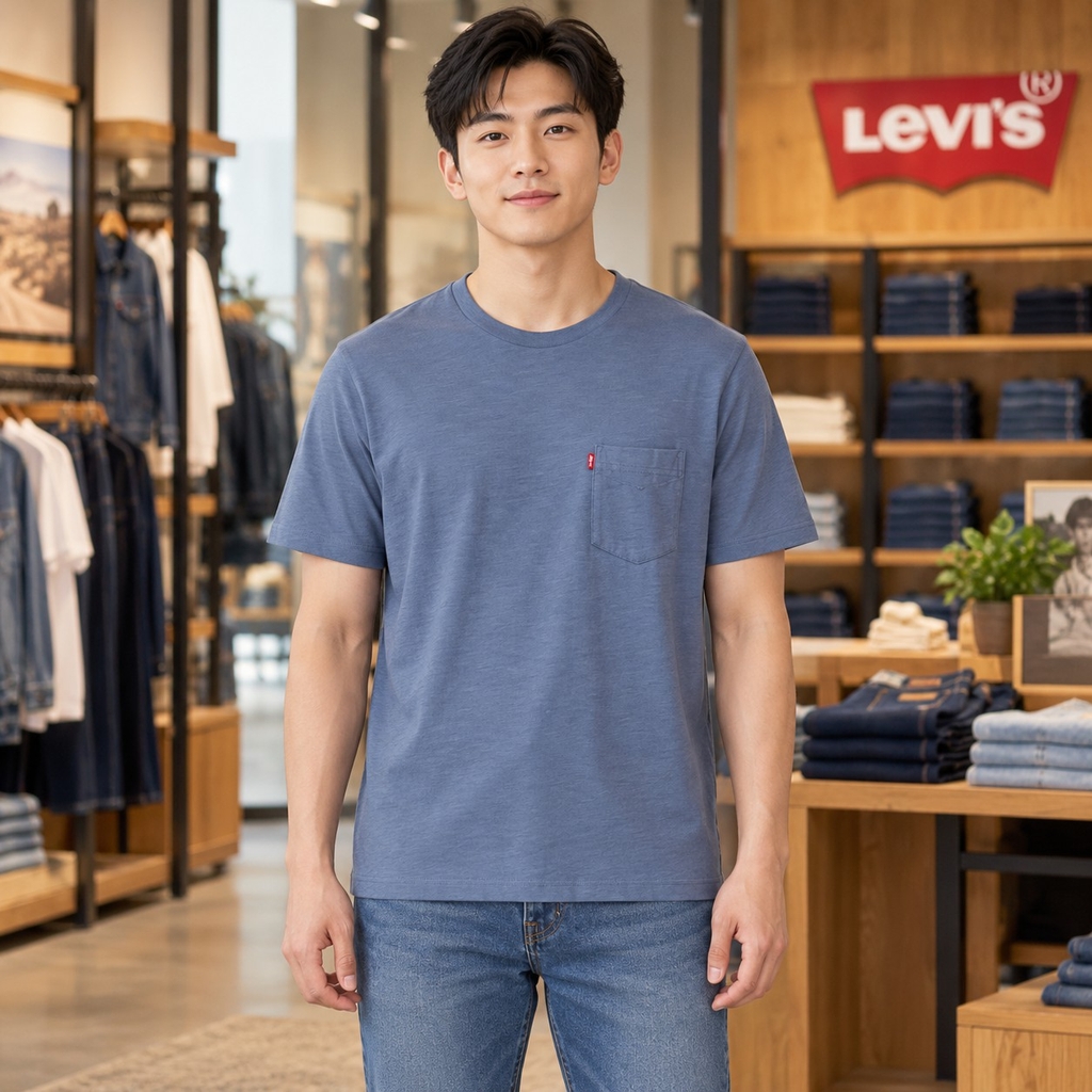 Áo Phông Levi's Chính Hãng - Classic Pocket T-Shirt- Màu Xanh | JapanSport 193420471