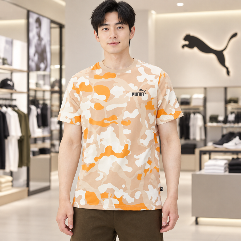 Áo Phông Puma Chính hãng - ESS+ CAMO AOP - Màu Cam | JapanSport 681157-83