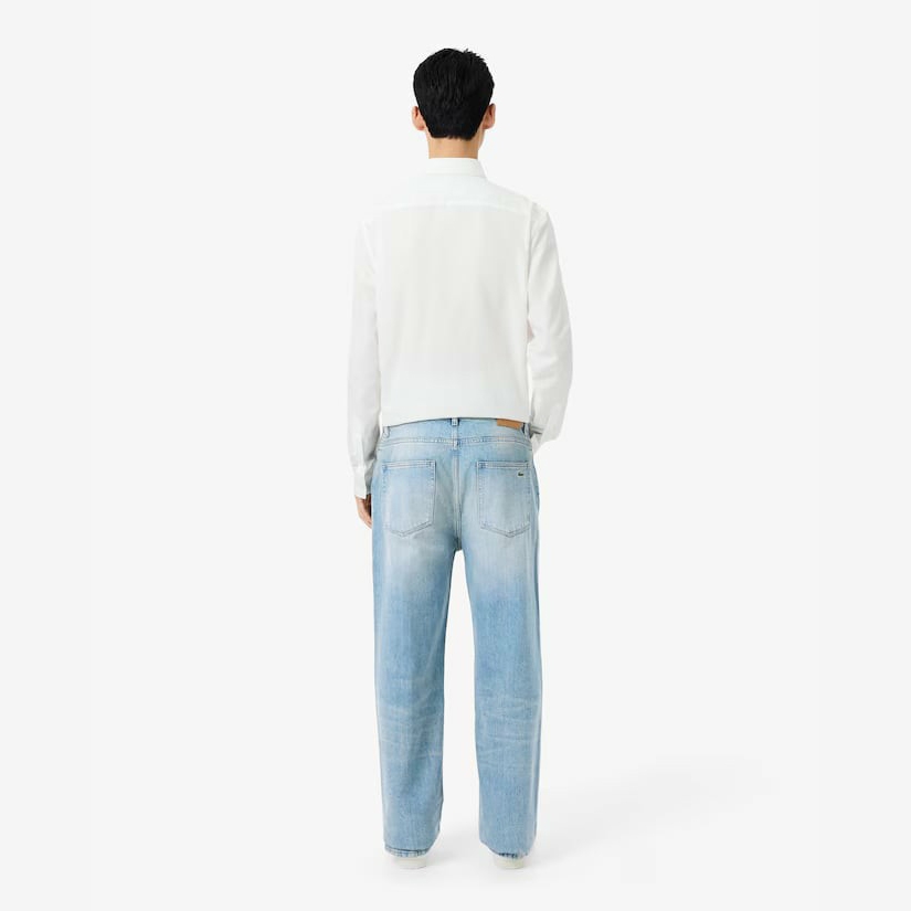 Quần Dài Lacoste Chính hãng - 5 Pocket Straight Cut Indigo Jeans - Màu Xanh Trắng | JapanSport HH2321-51-MKU