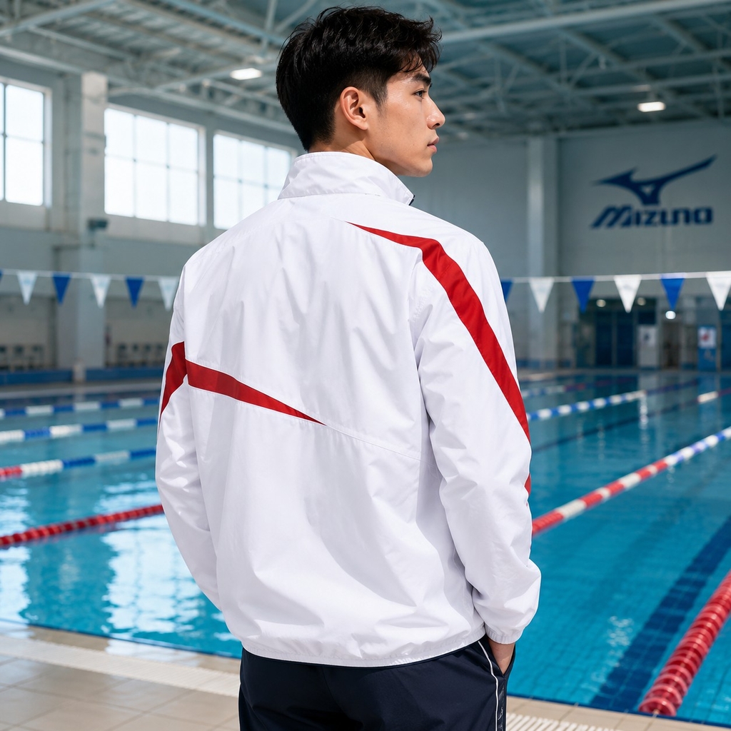 Áo Khoác Mizuno Chính Hãng - Swimwear Unisex Training Cross Shirt - Màu Trắng Đỏ | JapanSport N2JC9001-09