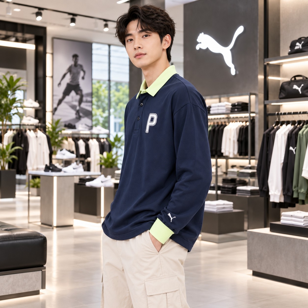 Áo Dài Tay Nam Puma Chính Hãng - PC Peach Stretch Smooth Relaxed Long Sleeve - Màu Deep Navy | JapanSport 630424-02