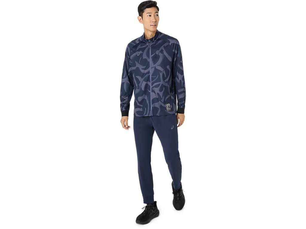 Áo Khoác Asics Chính Hãng -  Dry Graphic Stretch Knit Jacket- Màu xanh navy đậm.| JapanSport  2031E985-400
