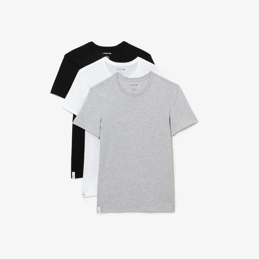 Bộ 3 Áo Phông Lacoste Nam Chính hãng - Men's 3-Pack Cotton Undershirts - Màu Đen/Trắng/Xám | JapanSport TH3321-51-BXY
