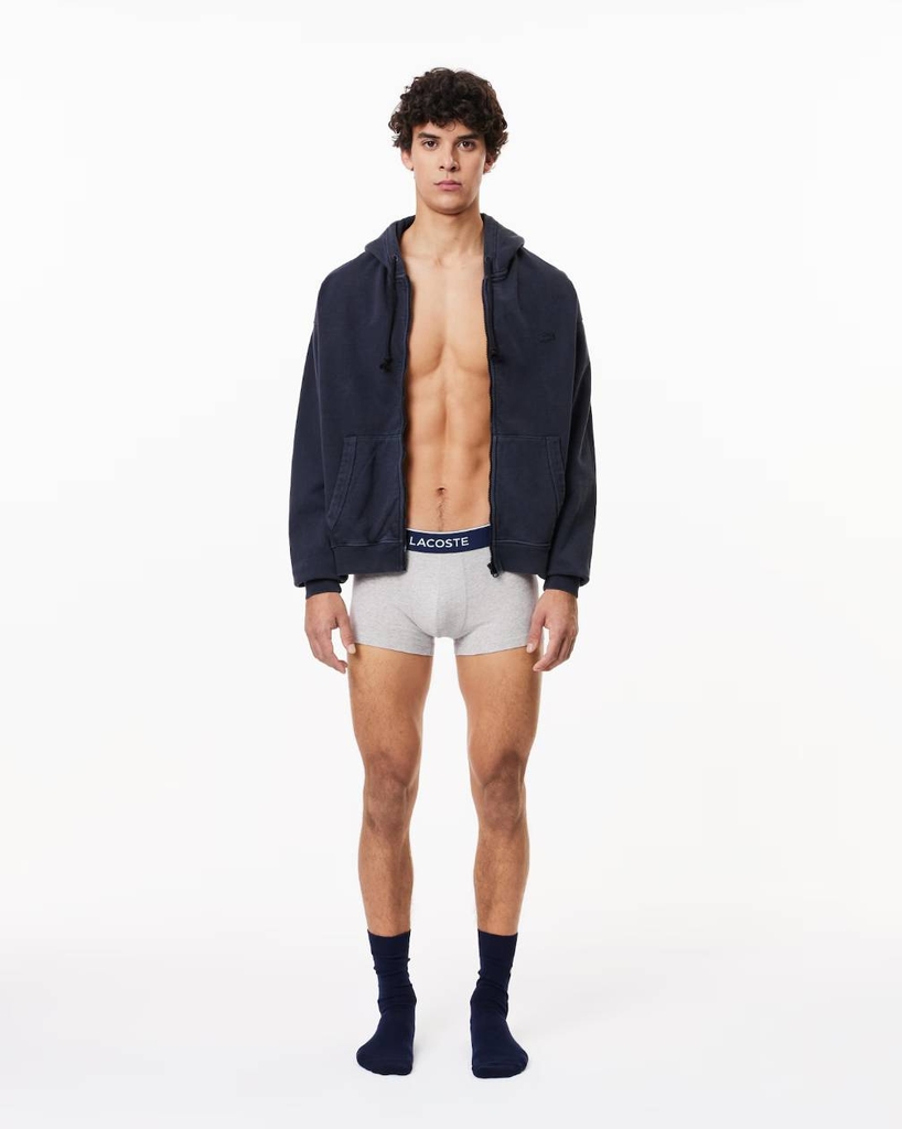 Quần Boxer Lacoste Chính hãng - Trunks 3-Pack - Màu Grey Chine  | JapanSport 5H1300-51 CCA