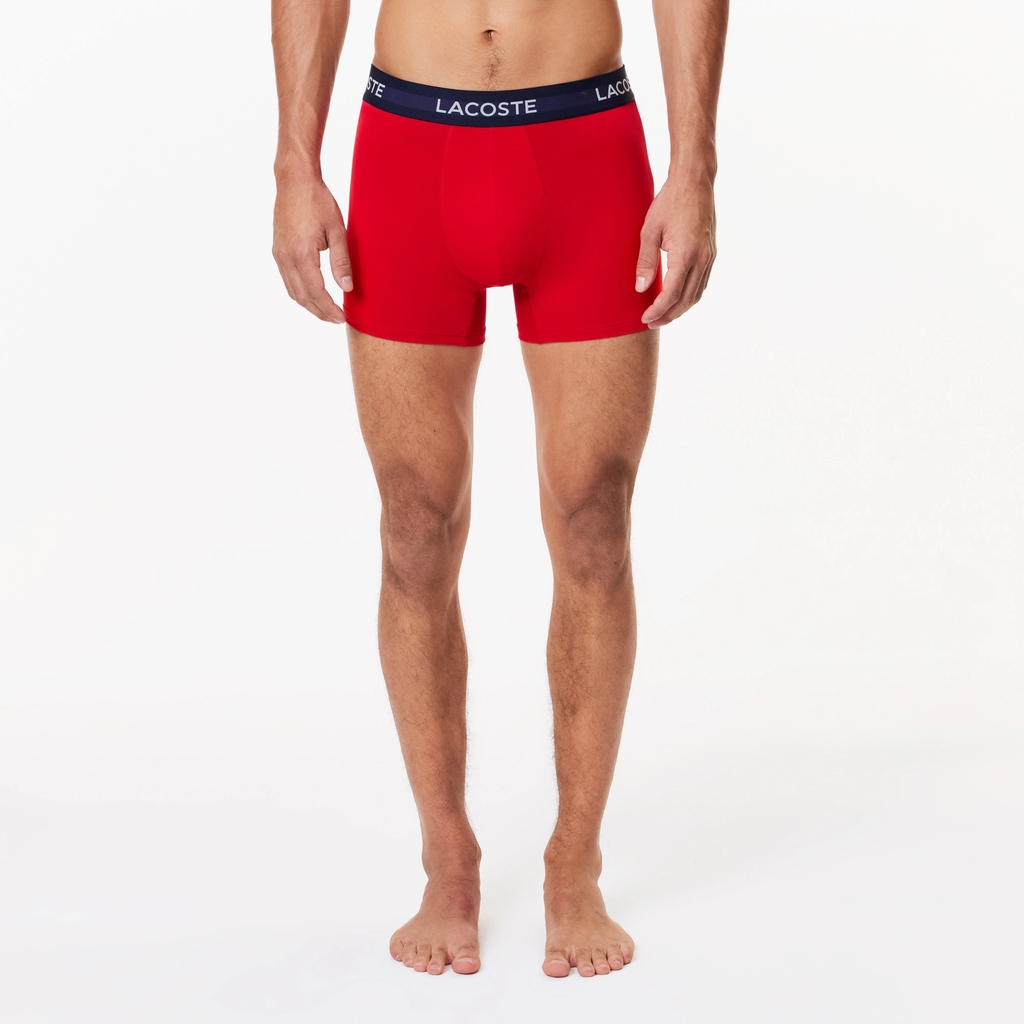 Quần Boxer Lacoste Chính hãng - 3-Pack Microfiber Trunks - Màu Xanh/Trắng/Đỏ | JapanSport 5H9623-51-LAW