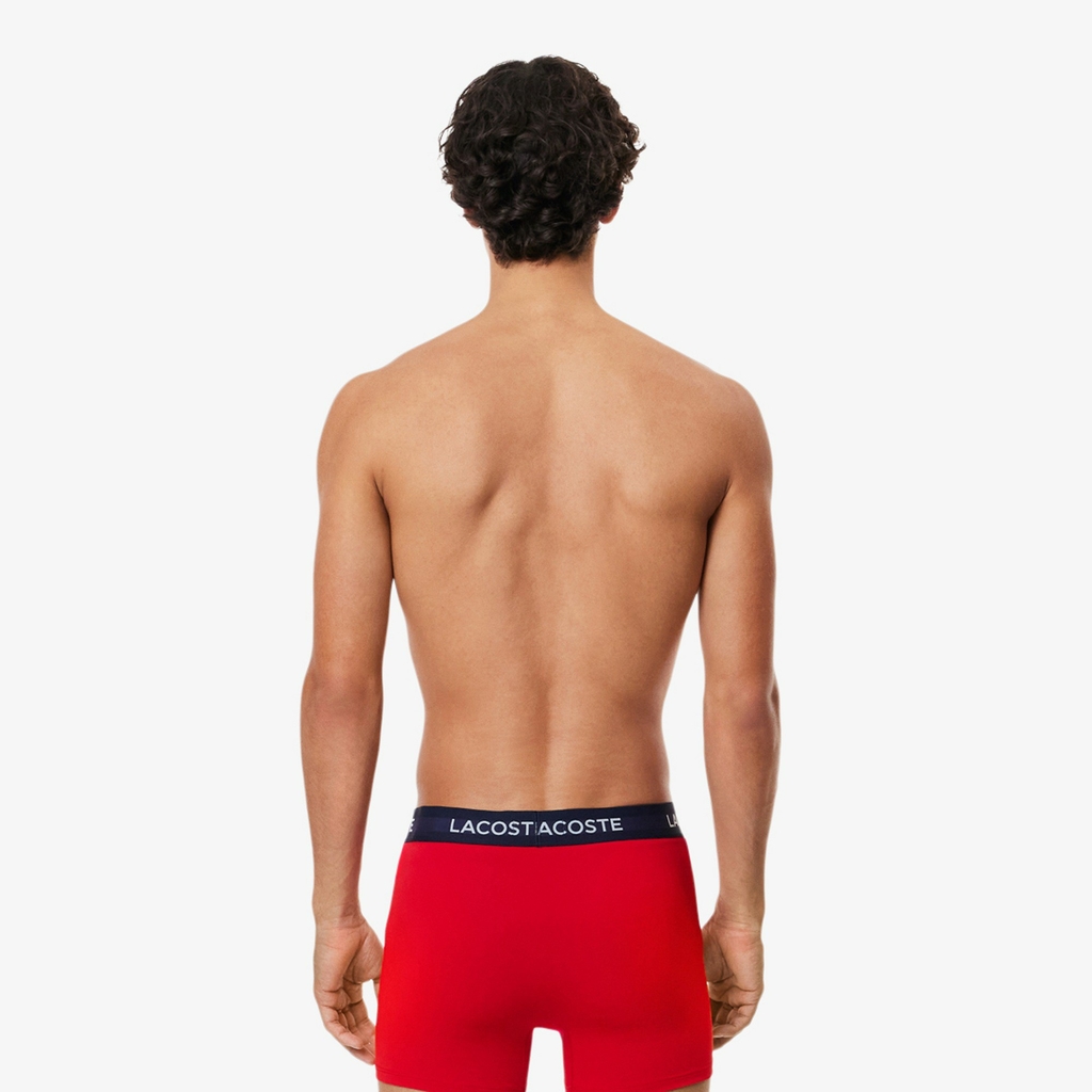 Quần Boxer Lacoste Chính hãng - 3-Pack Microfiber Trunks - Màu Xanh/Trắng/Đỏ | JapanSport 5H9623-51-LAW