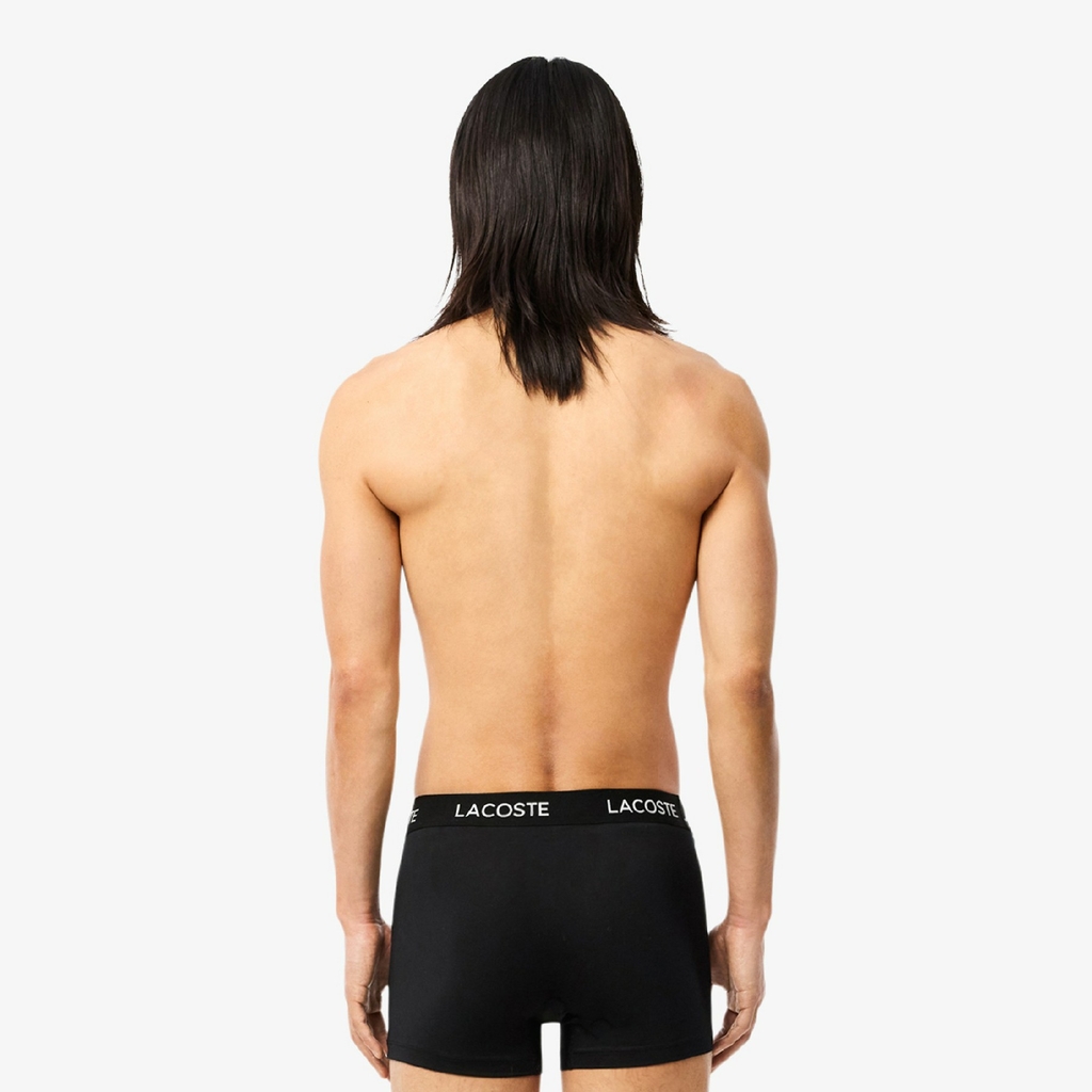 Quần Boxer Lacoste Chính hãng - 3-Pack Microfiber Trunks - Màu Trắng/ Xám/ Đen | JapanSport 5H9623-51-W3Y
