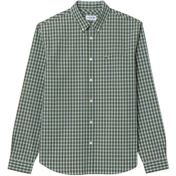 Áo Sơ Mi Lacoste Chính Hãng - Men's Regular Fit Plaid Poplin Shirt - Màu Green | JapanSport CH6981-51-IC3