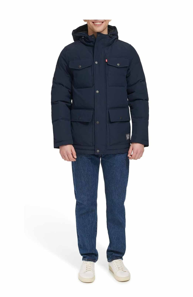 Áo Khoác Levi's Chính Hãng - Quilted Four Pocket Parka Hoody - Màu Navy | JapanSport LM0RP320-NVY