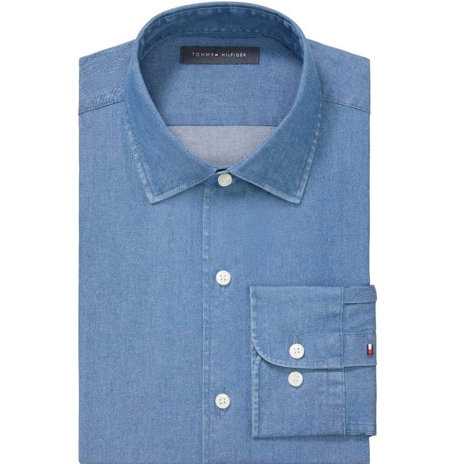 Áo sơ mi Tommy Hilfiger Chính hãng - Regular Fit Button Down Dress Shirt - Màu Xanh | JapanSport 24N1973400