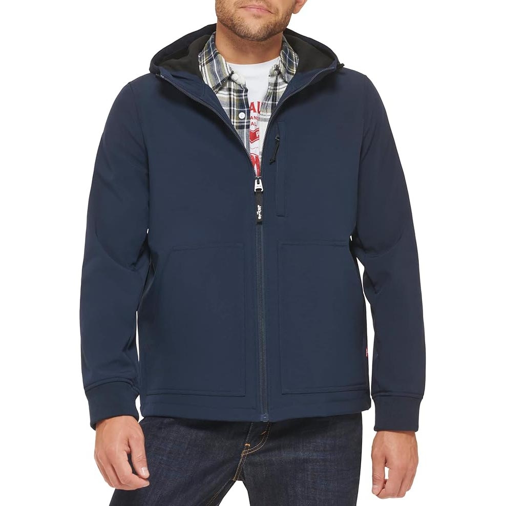 Áo Khoác Levi's Chính Hãng - Water-Resistant Soft Shell Trail Hoodie Jacket - Màu Navy | JapanSport LM2RP196-mid