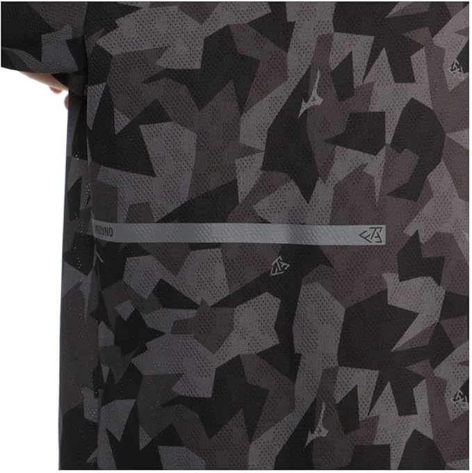 Áo Sơ mi Mizuno Chính Hãng - Golf wear mesh jacquard print long-sleeved ribbed - Màu Đen | JapanSport E2MA2003-08