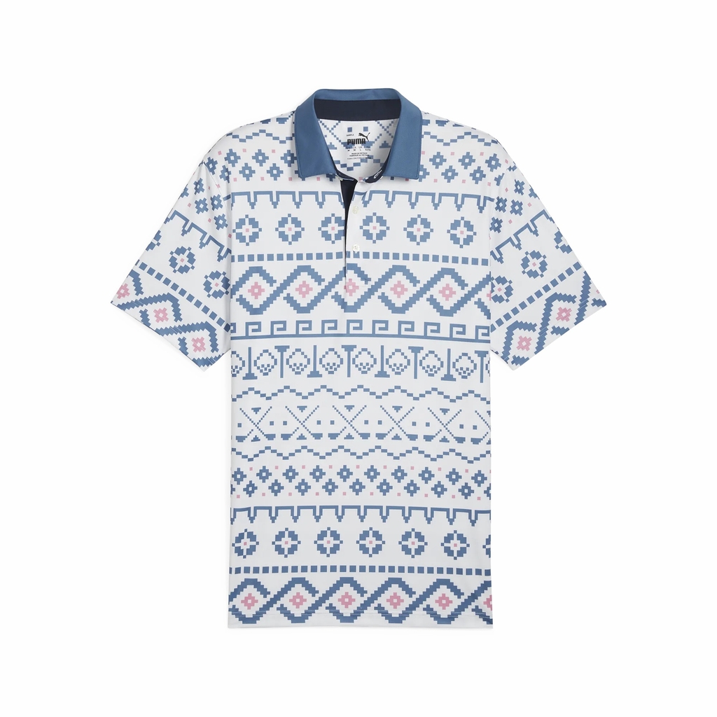 Áo Polo Puma Chính Hãng - Golf FAIR ISLE Printed - Màu Xanh | JapanSport 626836-01