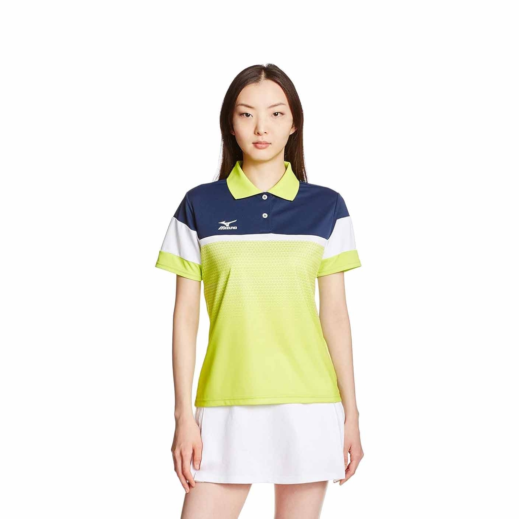 Áo Polo Mizuno Nữ Chính Hãng - Tennis Wear Game Shirt - Màu Xanh Chanh/ Đen | JapanSport 62JA7215-37