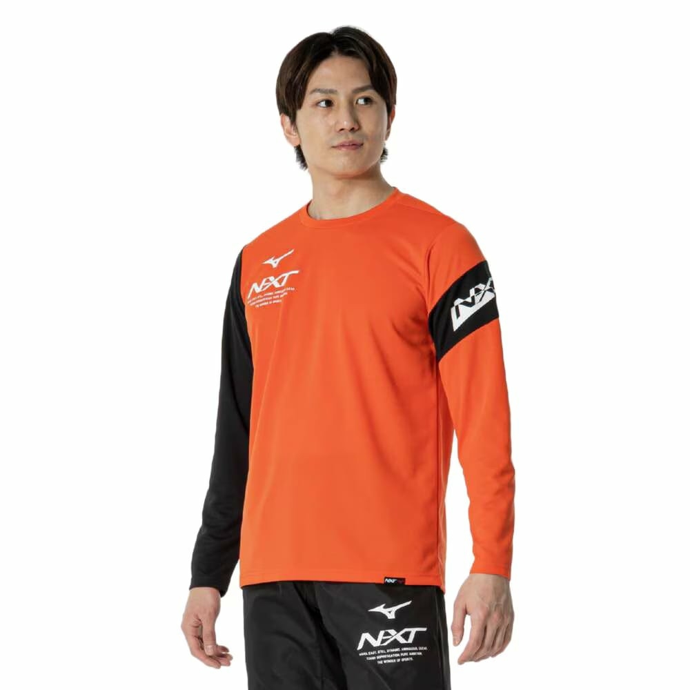 Áo Dài Tay Nam Mizuno Chính Hãng - N-XT Long Sleeve T-Shirt - Màu Cam | JapanSport 32JAB740-55