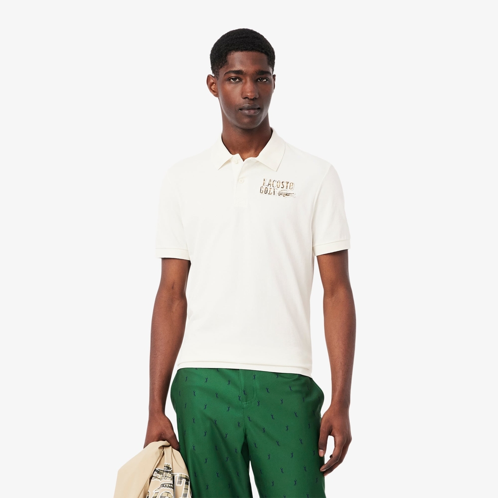 Áo Polo Lacoste Nam Chính hãng - Polo Golf Nam Chất Liệu Mini-Piqué Dáng Rộng - Màu Trắng | JapanSport DH8958-51-70V