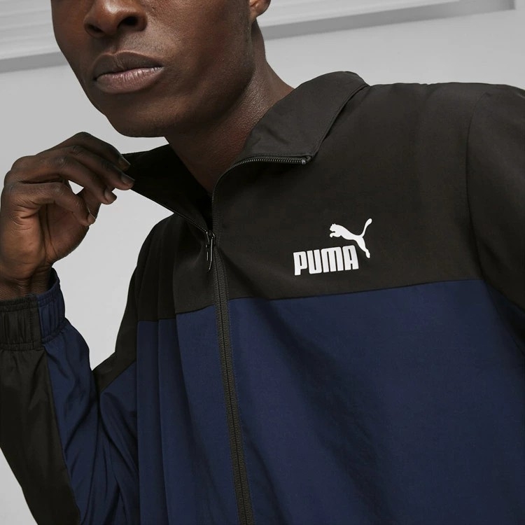 Bộ thể thao Puma Nam Chính Hãng - Woven Tracksuit - Màu Đen/Xanh | JapanSport 681261-14