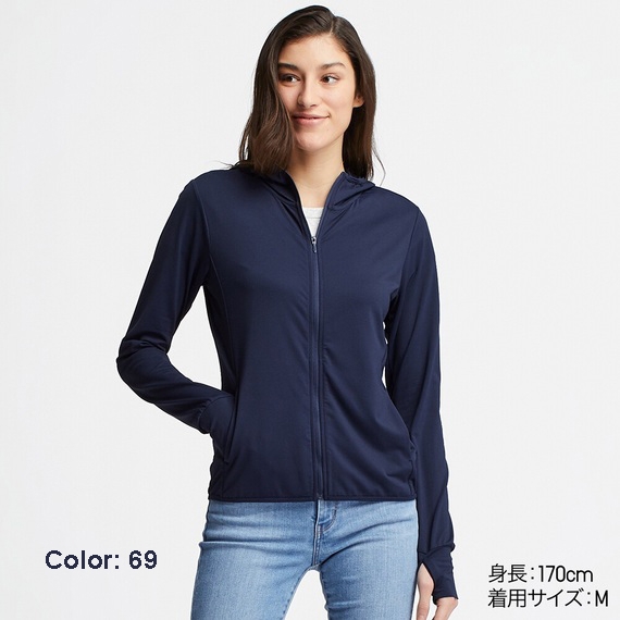 Áo Chống nắng Nữ Uniqlo AIRism UV Cut Mesh 214-413363 64 Blue| JapanSport