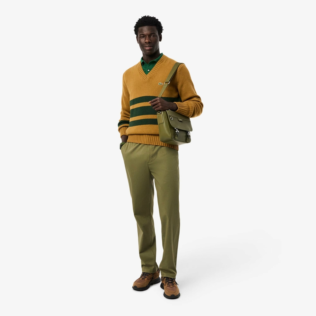Quần dài Lacoste Chính hãng - Regular Fit Cotton Chino Pants - Màu Olive | JapanSport XH0062-51-E9F