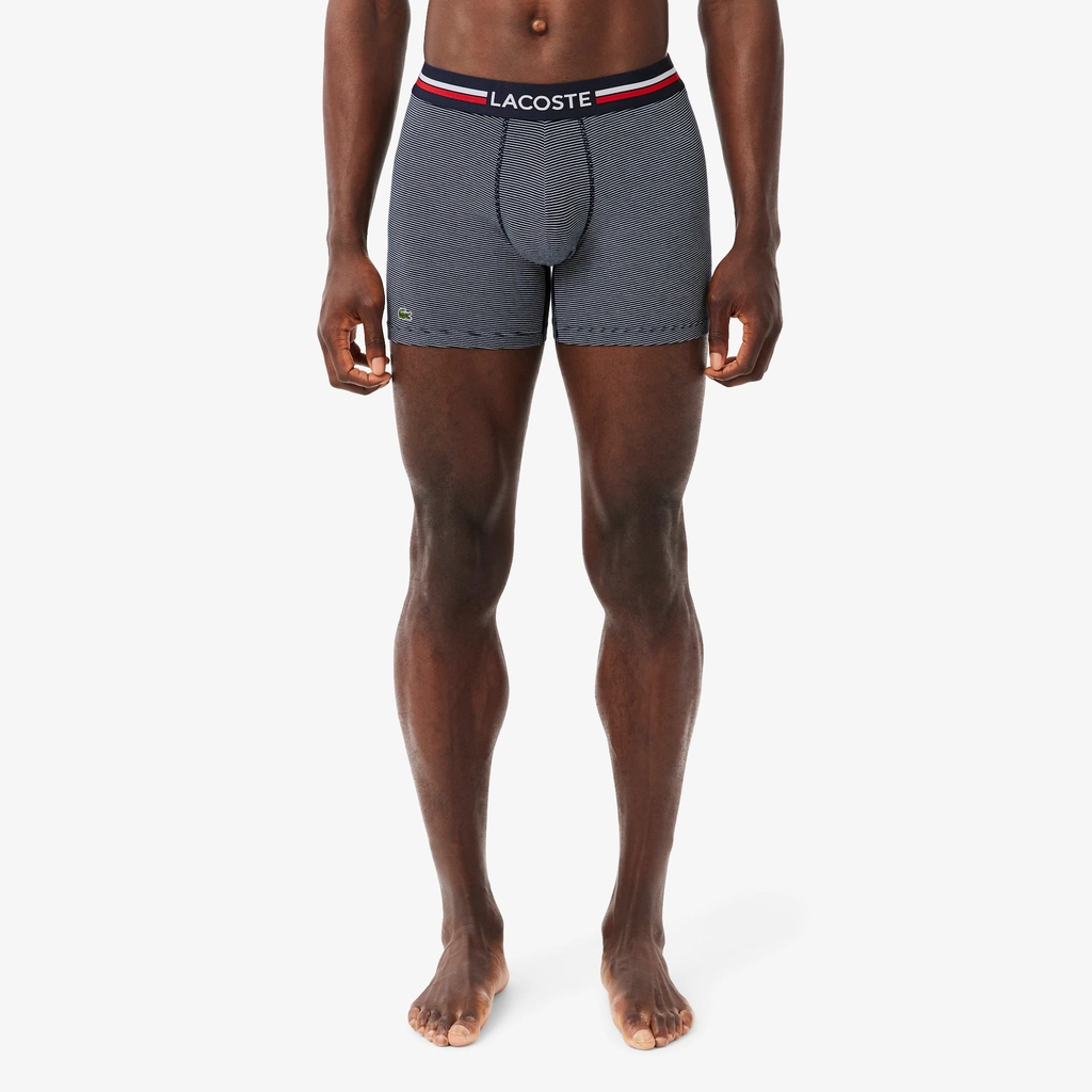 Quần Boxer Lacoste Chính hãng - 3-Pack Cotton Boxer - Màu Navy/Trắng/Xám | JapanSport 6H1281-51-525