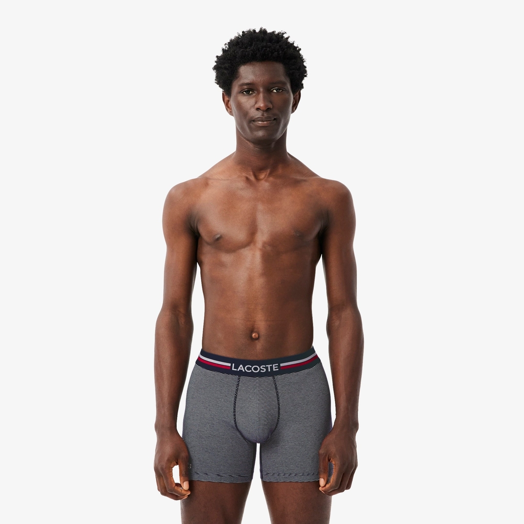 Quần Boxer Lacoste Chính hãng - 3-Pack Cotton Boxer - Màu Navy/Trắng/Xám | JapanSport 6H1281-51-525