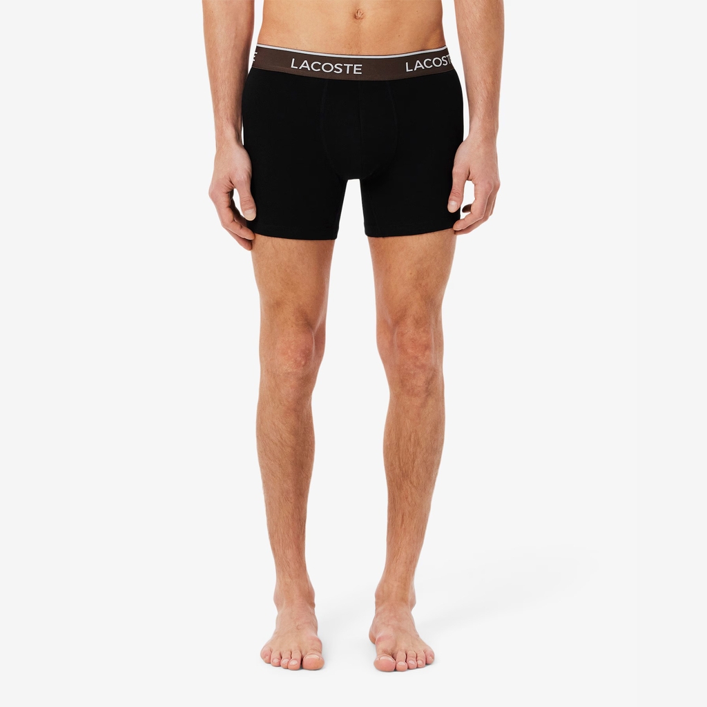 Quần Boxer Lacoste Chính hãng - 3-Pack Boxer Briefs - Màu Đen/ Be/ Nâu | JapanSport 6h1282-51-I3W