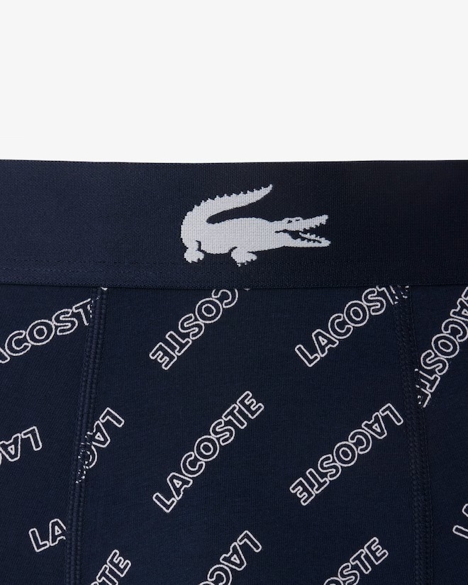 Quần Boxer Lacoste Chính hãng - 3-Pack Crocodile Waist Boxer Briefs - Màu Xanh/ Đen/ Xám | JapanSport 6H1291-51