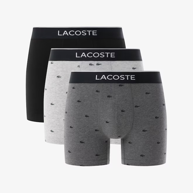 Quần Boxer Lacoste Chính hãng - 3-Pack Stretch Cotton Boxer Briefs - Màu Đen/ Ghi / Trắng | JapanSport 6h3392-51-VDP