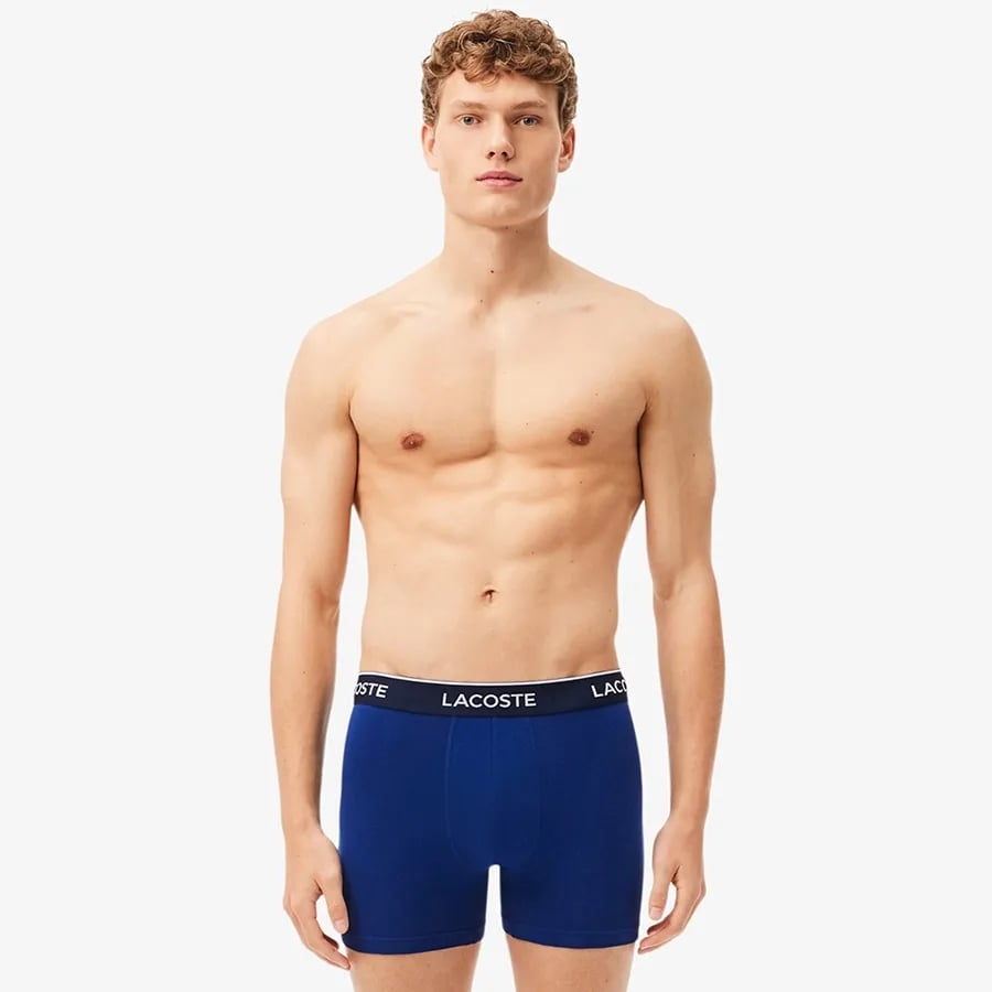 Quần Boxer Lacoste Chính hãng - Lacoste Men's 3-Pack Stretch Cotton Boxer Briefs - Màu Xanh/Đỏ/Navy | JapanSport 6h3420-51-W64