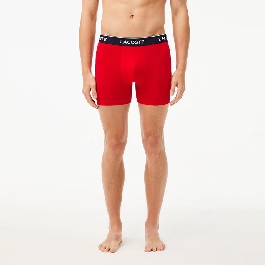Quần Boxer Lacoste Chính hãng - Lacoste Men's 3-Pack Stretch Cotton Boxer Briefs - Màu Xanh/Đỏ/Navy | JapanSport 6h3420-51-W64