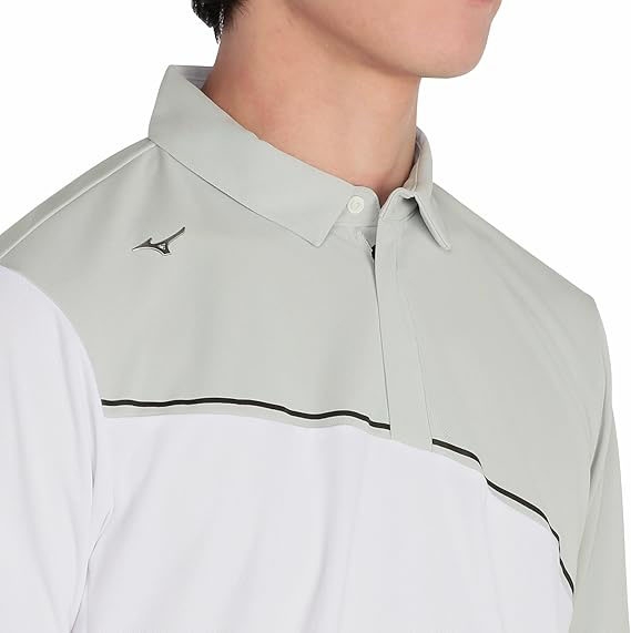 Áo Polo Mizuno Chính Hãng - Ice Touch Solar Cut Short Sleeve Zip-Up Shirt  - Màu Trắng/Xám | JapanSport E2MAC001-87