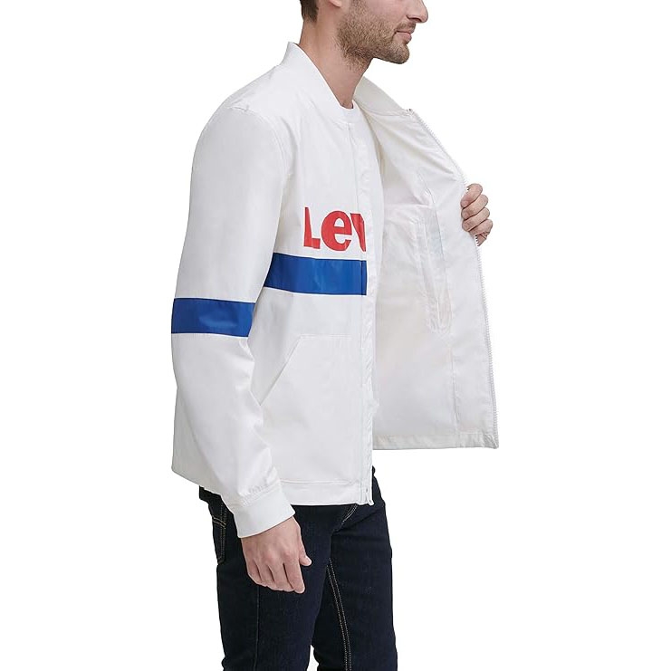 Áo Khoác Nam Levi's Chính Hãng - Lightweight Retro Varsity Bomber Jacket - Màu Trắng | JapanSport LM9RN626-WHT