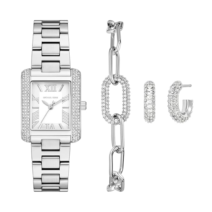 Set Đồng hồ Michael Kors Chính hãng - Michael Kors Emery Silver Watch - Màu bạc | JapanSport MK4839SET