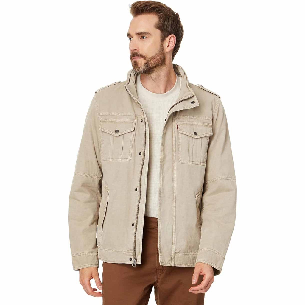 Áo Khoác Levi's Chính Hãng - Washed Cotton Hooded Military Jacket - Màu ghi | JapanSport LM8RC364-stn