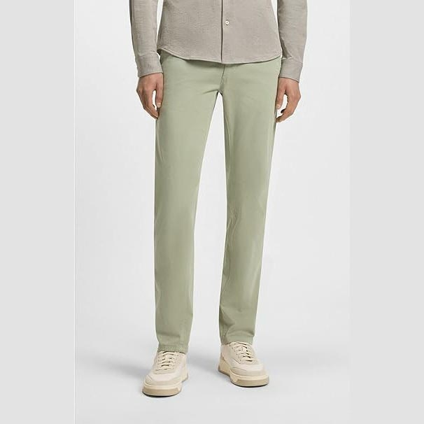 Quần Boss Chính Hãng - Tapered-fit chinos in stretch-cotton satin - Màu Xanh | JapanSport 50510917-370