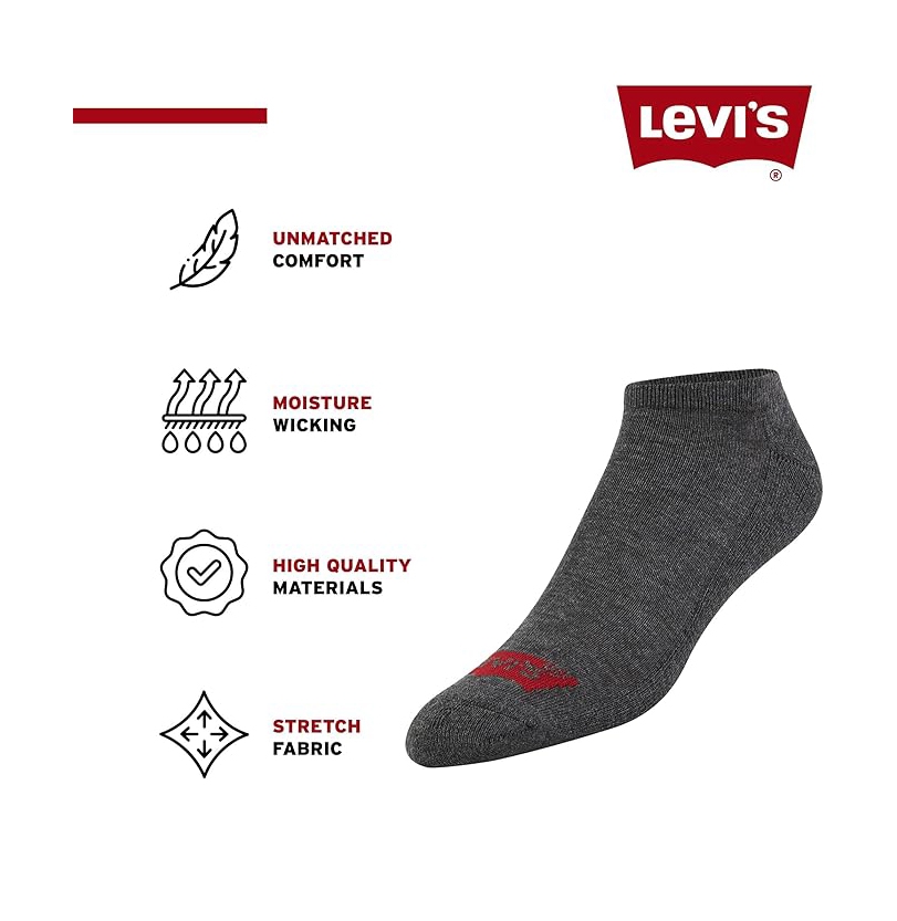 Set 8 đôi tất Levi's Chính Hãng - Vớ cổ thấp, không lộ cổ chân - 3 màu  | JapanSport M278LW