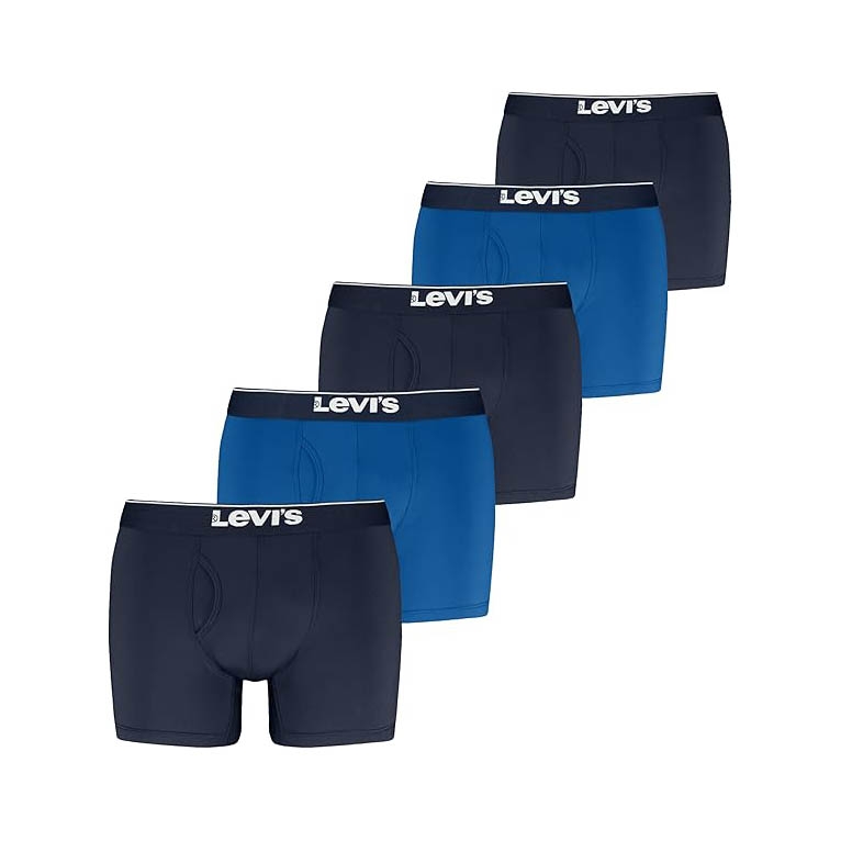 Bộ 5 Quần Boxer Levi's Chính Hãng - 5-pack Microfiber Boxer Brief Moisture Wicking - Màu Xanh/Đen | JapanSport 701234306002801