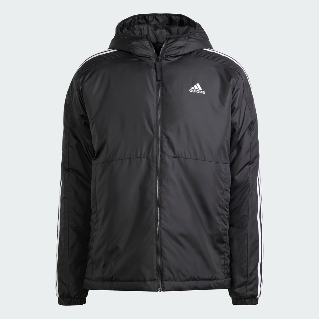 Áo Khoác Adidas Chính Hãng - Essentials 3-Stripes Insulated Hooded Jacket - Màu Đen | JapanSport IN7194