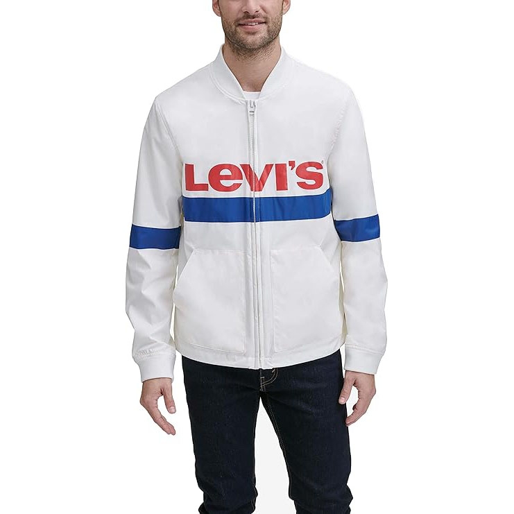 Áo Khoác Nam Levi's Chính Hãng - Lightweight Retro Varsity Bomber Jacket - Màu Trắng | JapanSport LM9RN626-WHT