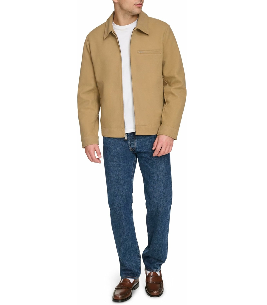 Áo Khoác Da Levi's Chính Hãng - Faux Leather Laydown Collar Racer - Màu Vàng | JapanSport LM5KS211-tan