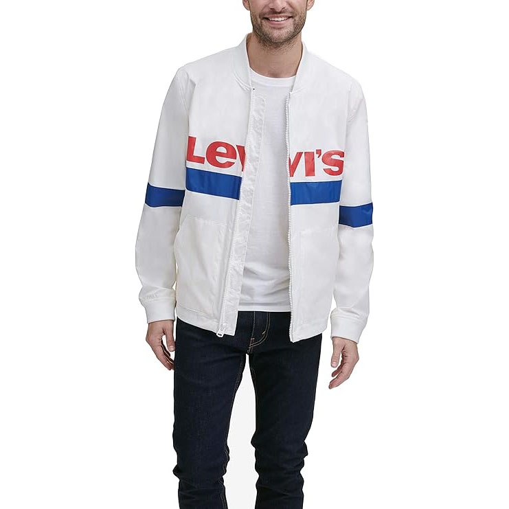 Áo Khoác Nam Levi's Chính Hãng - Lightweight Retro Varsity Bomber Jacket - Màu Trắng | JapanSport LM9RN626-WHT