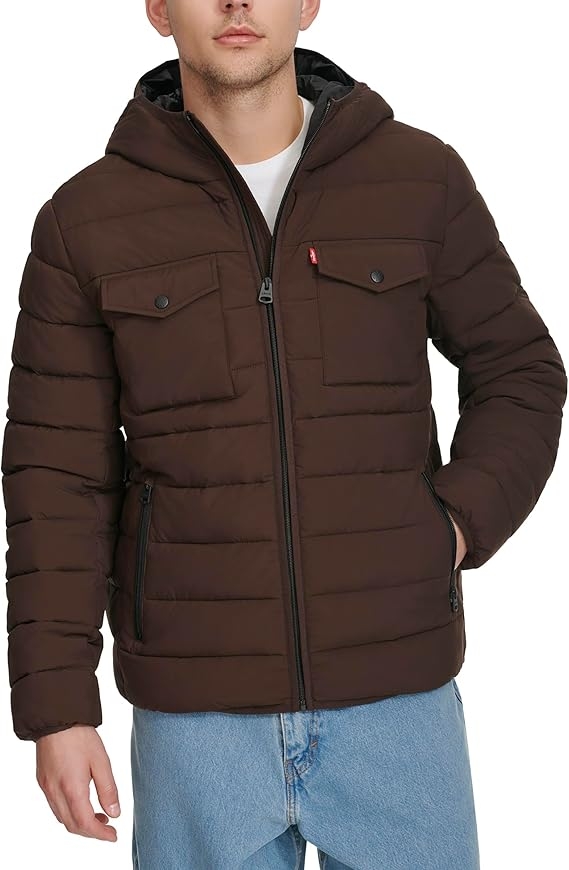 Áo Khoác Levi's Chính Hãng - Áo khoác phao trùm đầu co giãn chống nước hiệu suất cao - Màu mận | JapanSport LM2RP401-CBR