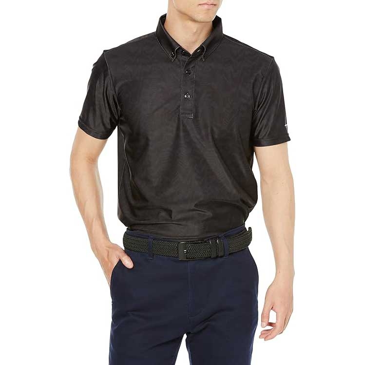 Áo Polo Golf Mizuno Chính Hãng - Ice Touch Button Down Cool to Touch- Màu Đen | JapanSport E2JAA097-09
