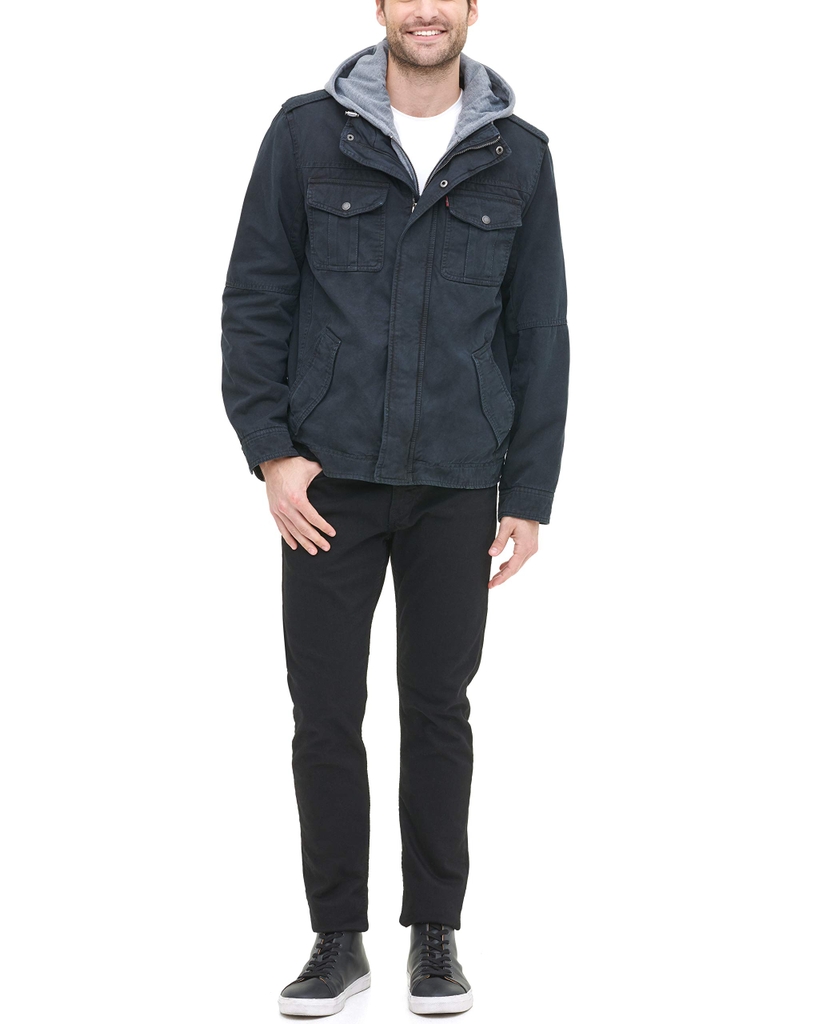 Áo Khoác Levi's Chính Hãng - Levi's® Twill Hooded Military Trucker Jacket - Màu Xanh Navy | JapanSport LM8RC364-nvy