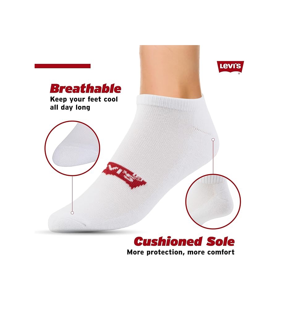 Set 8 đôi tất Levi's Chính Hãng -  Crew Low Cut No Show Ankle Socks - Màu Trắng | JapanSport 8-M260LW