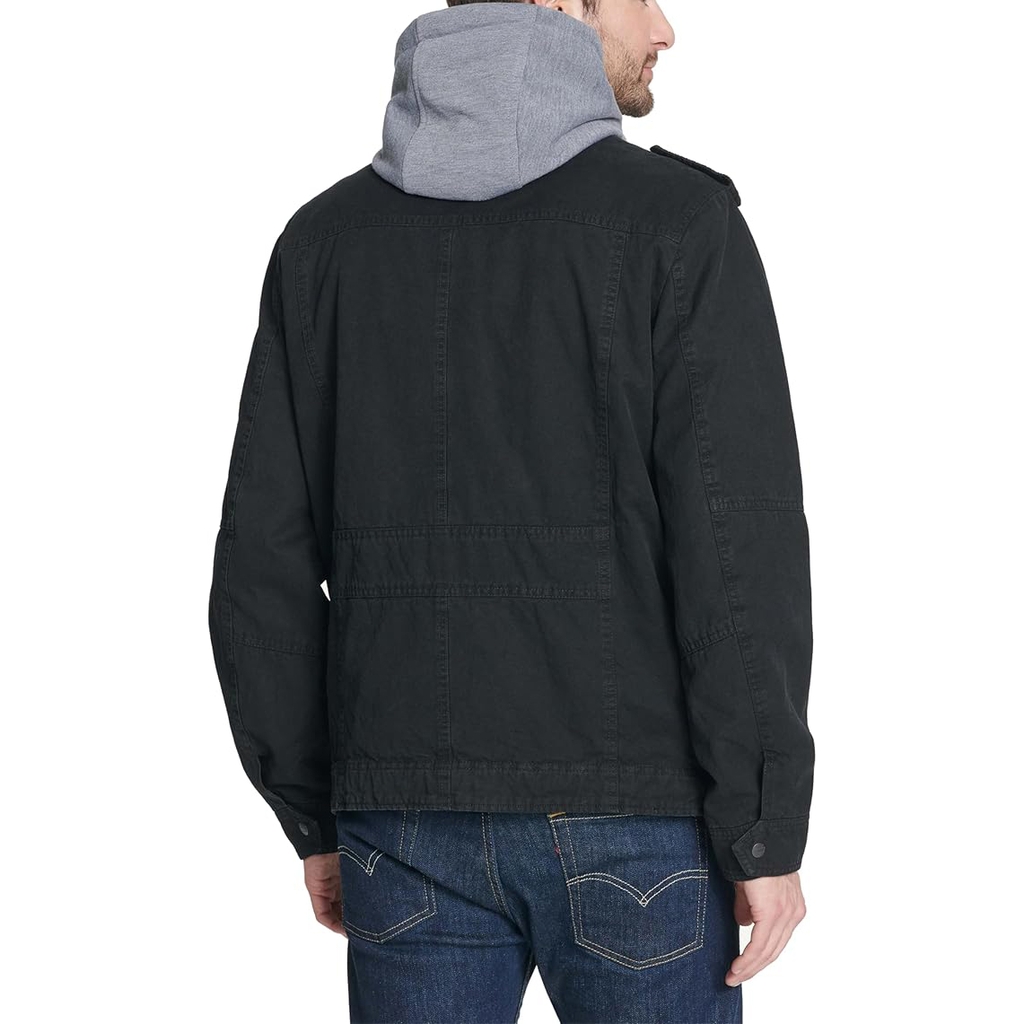 Áo Khoác Levi's Chính Hãng - Washed Cotton Hooded Military Jacket - Màu Đen | JapanSport LM8RC364-blk