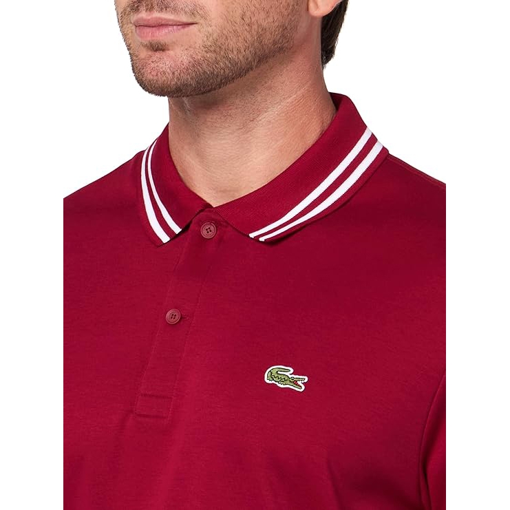 Áo Polo Lacoste Nam Chính hãng - Regular Fit Contrast Collar Polo - Màu Đỏ | JapanSport DH5922-51-476