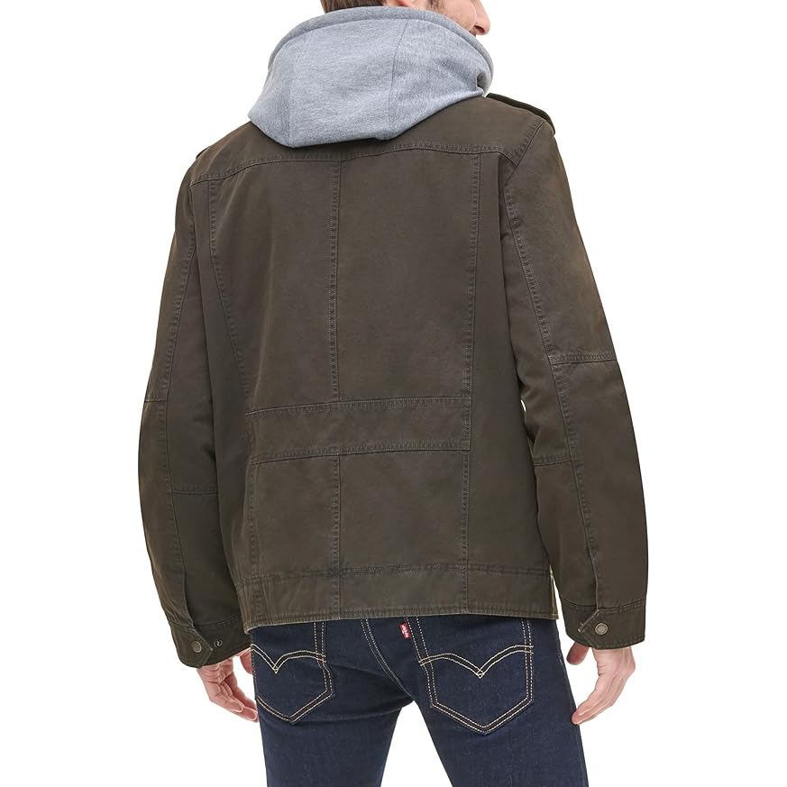 Áo Khoác Levi's Chính Hãng - Washed Cotton Hooded Military Jacket - Màu Nâu Đậm | JapanSport LM8RC364-dbr
