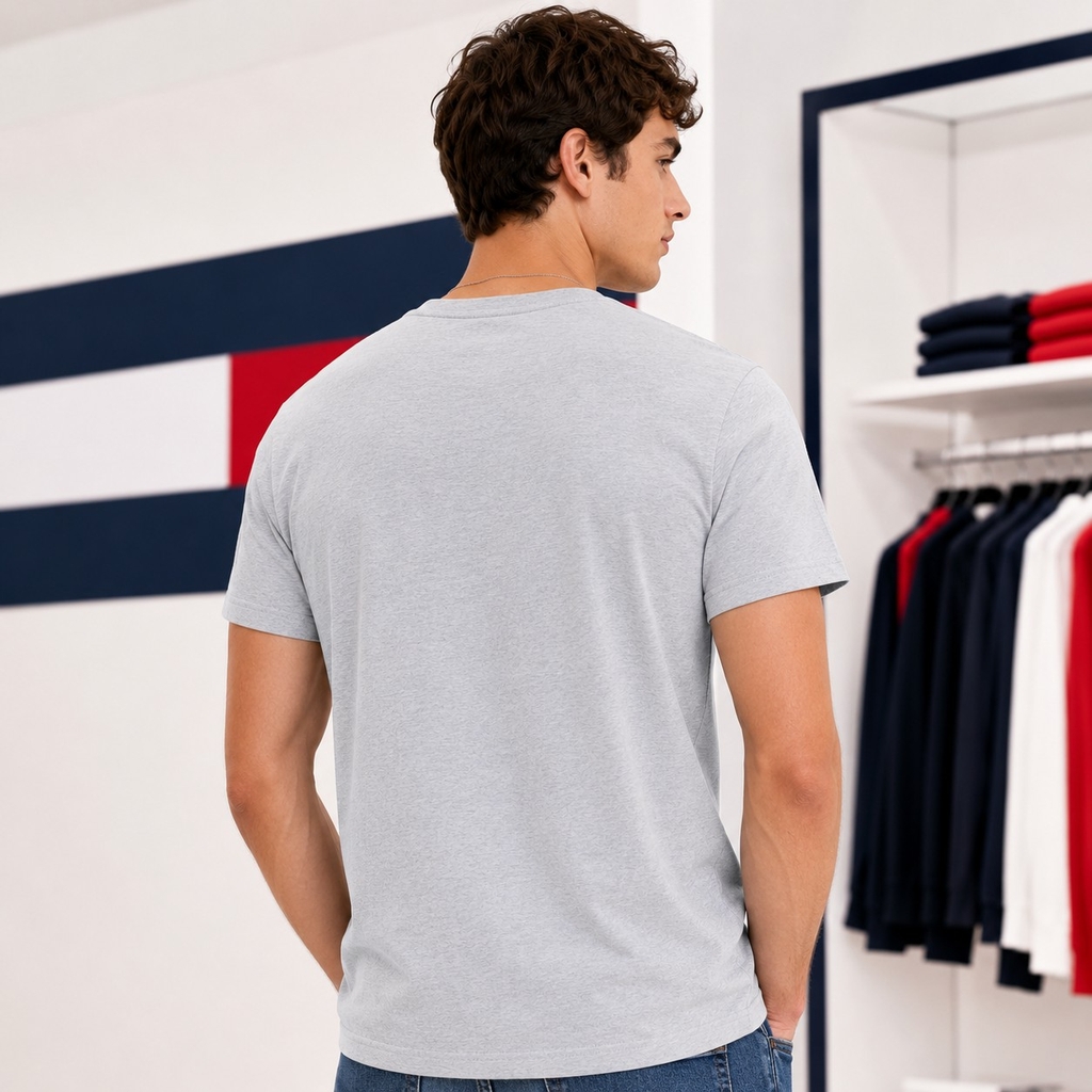 Áo Phông Tommy Hilfiger Chính Hãng - Signature Flag Tee - Màu Xám | JapanSport T887052-004